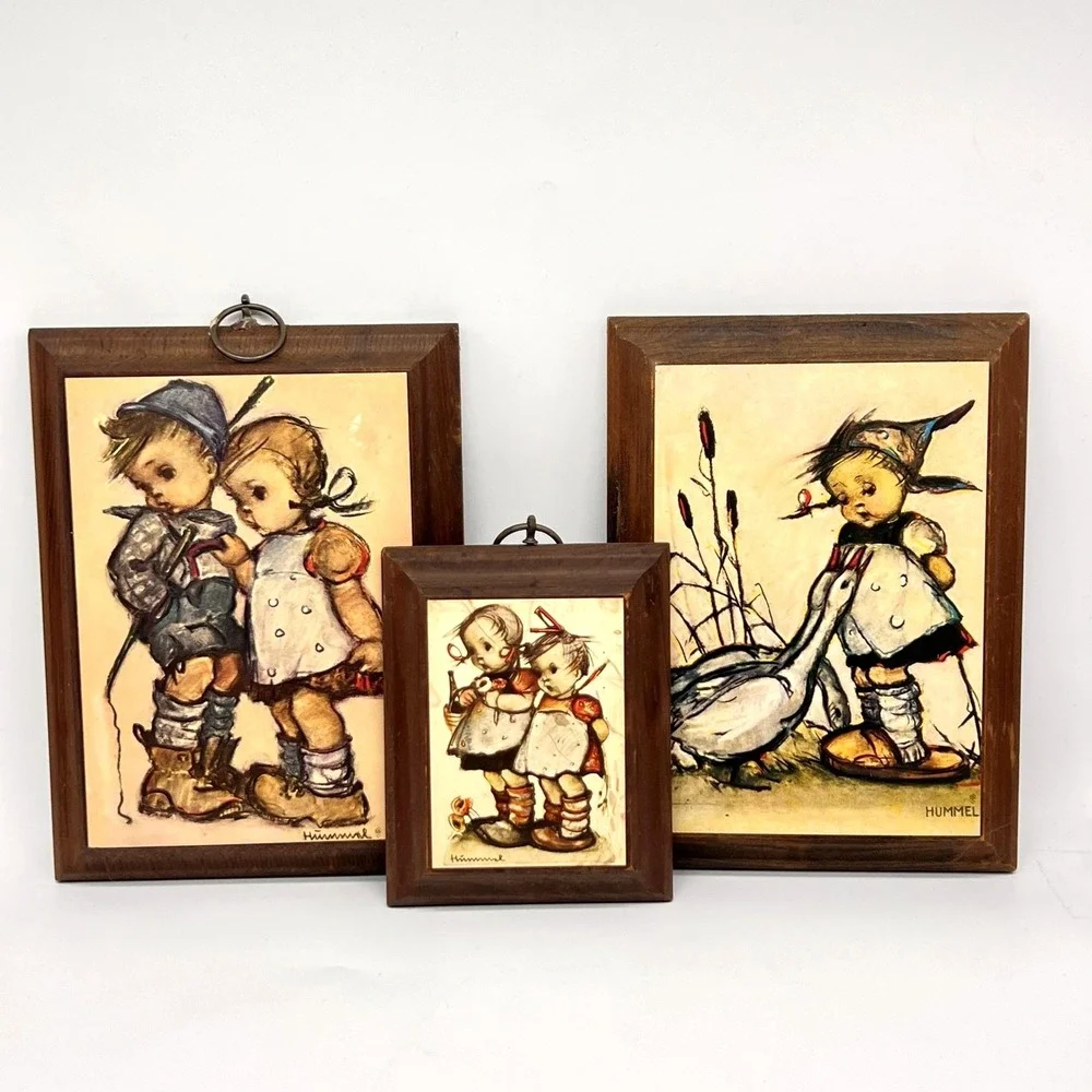 Vintage Hummel Wood Wall Plaques Lot of 3 Hanging Wall Art Boy and Girl Panels - Picture 7 of 16